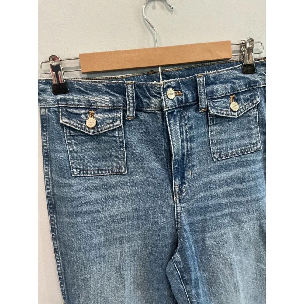NEW J.Crew Womens Flare High Rise Jeans 27 Patch Pocket Western Fall Preppy Boho